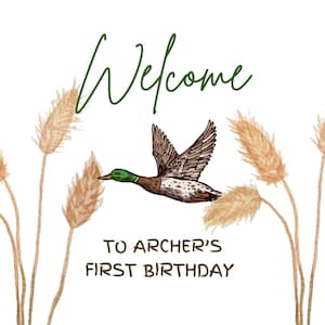 One Lucky Duck-First Birthday Welcome Sign, Customizable
