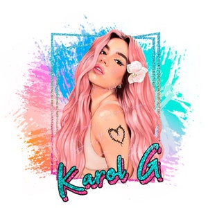 Karol G cabello rosa PNG, archivo de descarga digital Bichota, sublimación