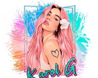 Karol G roze haar PNG, digitaal downloadbestand Bichota, sublimatie