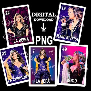 Jenni Rivera PNG Loteria Card PNG digital download file, sublimation Mexican Loteria SET