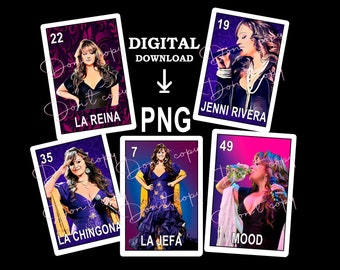 Jenni Rivera PNG Loteria Card PNG digitaal downloadbestand, sublimatie Mexicaanse Loteria SET