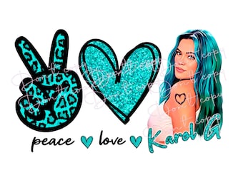 Karol G PNG Peace Love, Bichota digitaal downloadbestand, sublimatie