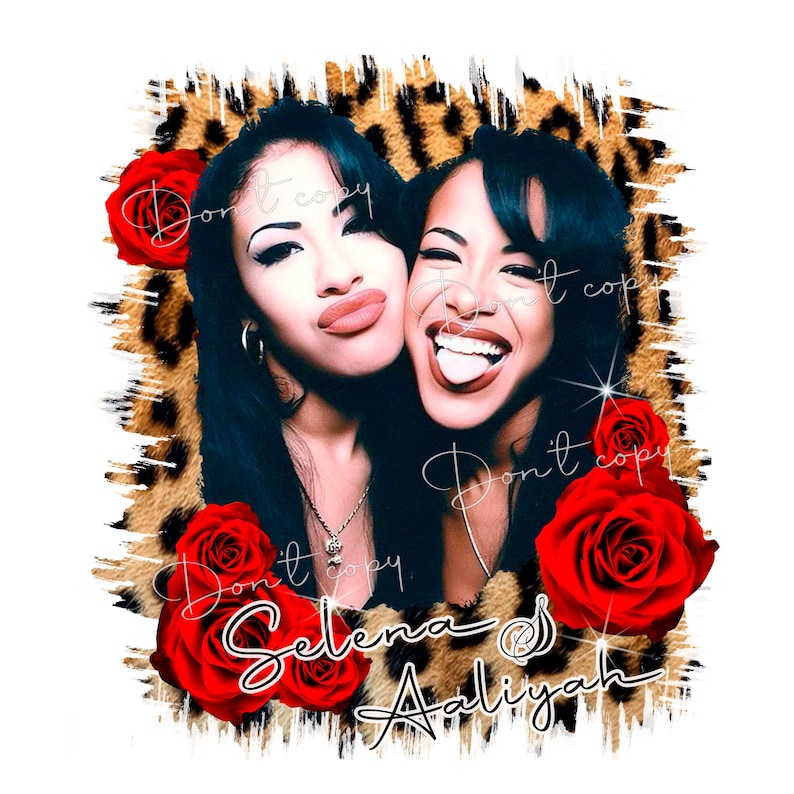 Selena and Aaliyah PNG Red Roses Leopard, Digital Download File ...