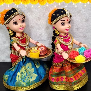 Welcome Doll for Navratri golu/Handmade welcome girl for House warming,marriage,dhoti celebration,traditional function,halfsaree,Baby shower