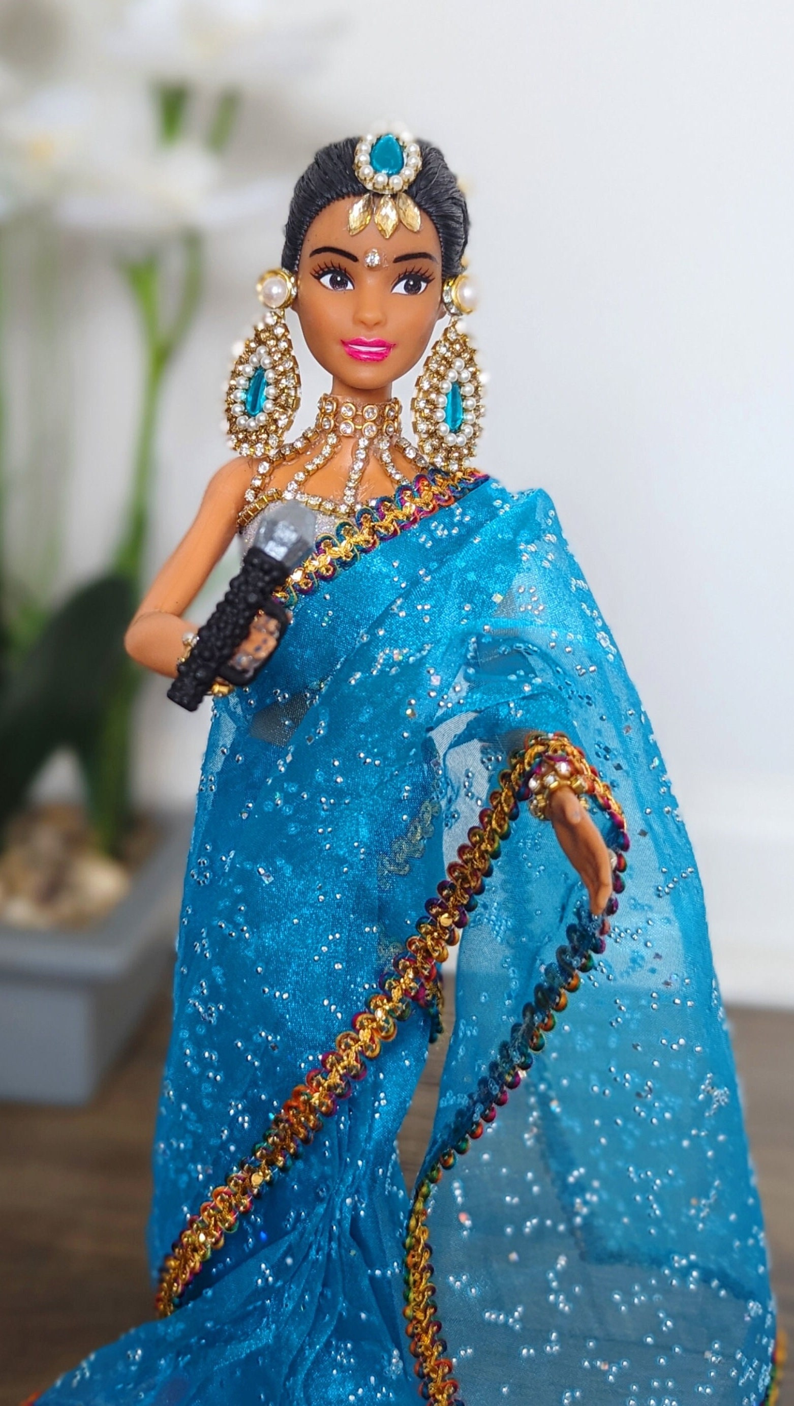 Handmade Singing Doll in Saree: Navratri Golu Indian Decor