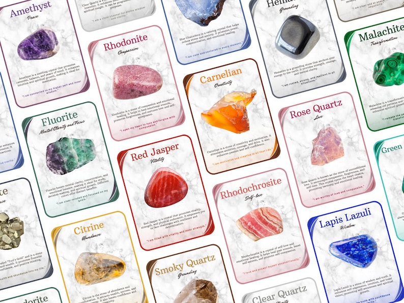 33 Editable Crystal Meaning Card Templates : Printable Gemstone Meaning ...
