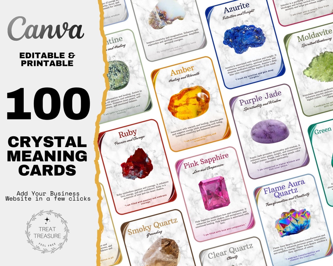 100 Editable Crystal Meaning Card Templates : Printable - Etsy
