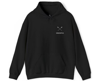 Rowing Team Crossed Oars Embroidered Hoodie with Personalization