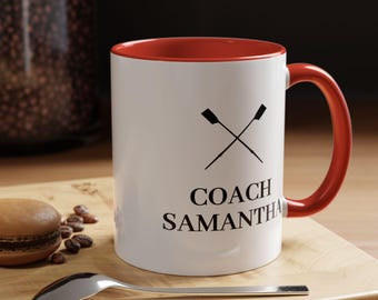 Rowing Coach Gift Crossed Oars Personalized Coach's Name Mug | Rowing Team Gift