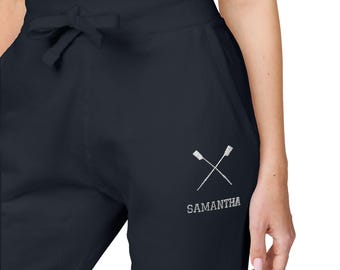 Rowing Team Cross Oars Embroidered Sweatpants with Personalization