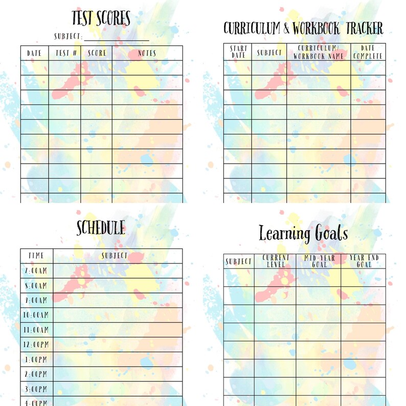 2023/24 and 2024/25 Homeschool Planner - Color Splash - Etsy