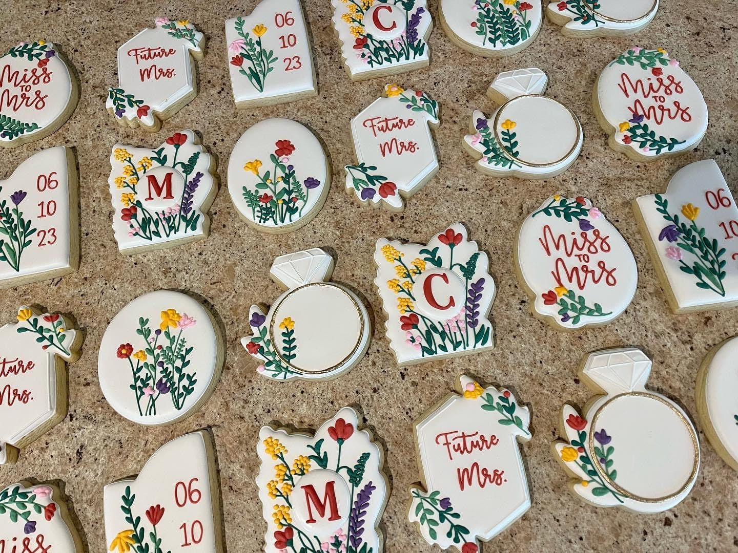Custom Wildflower Cookies: Bridal Shower, Wedding, Bachelorette (Dozen)