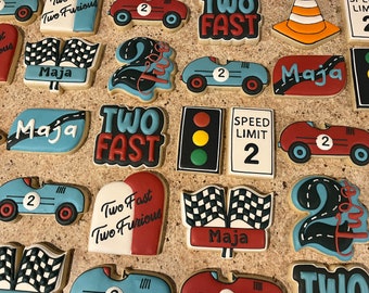 Fast Track Cookies Dozen Vegan Custom Sugar Cookies - Birthday Cookies 2 Fast 2 Furious - Etsy