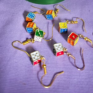 Dice earrings/ colourful dice earrings/ game earrings/ charm earrings/ little earrings/ dice