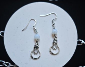 light bulb earrings/ opalite earrings/ bulb earrings/ bead light bulb earrings