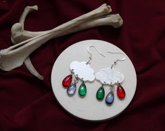 rain cloud earrings/ cloud earrings/ raindrop earrings/ cute earrings