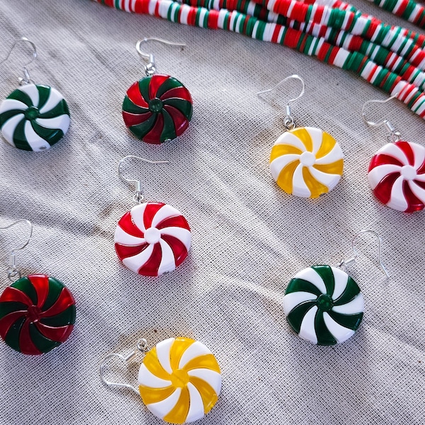 Pfefferminz Bonbon Ohrringe/ Bonbon Ohrringe/ Weihnachten Candy Ohrringe/ Neuheit Weihnachten Ohrringe/ süße Ohrringe/ Weihnachten süße Ohrringe