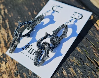 Spike chain earrings/ acrylic chain earrings/ spike earrings / chain earrings/ gothic chain earrings/ tattoo style earrings/ grunge earrings