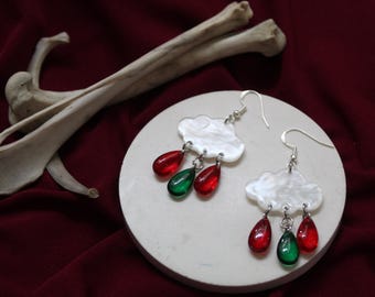 rain cloud earrings/ cloud earrings/ raindrop earrings/ cute earrings