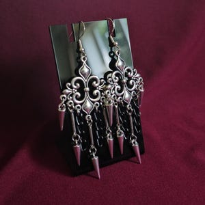spike chandelier earrings/ gothic chandelier earrings/ chain and spike earrings/ statment earrings