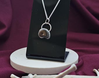 fossil pendant/ sterling silver pendant / handmade fossil pendant / Ammonites necklace/ shell fossil necklace