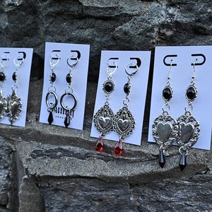 sacred heart earrings/ tattoo style earrings/ tattoo earrings/ traditional tattoo earrings/ sacredheart earrings/gothic heart earrings