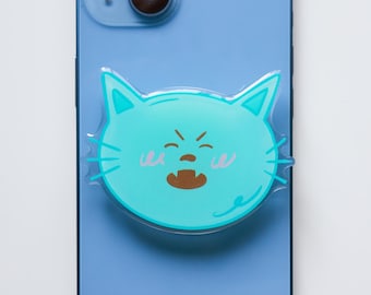 Drama Cat Acrylic Phone Grip – Hand-Drawn Phone Stand