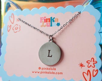 Custom Engraved Disc Necklace | Initial, Date, Coordinates | Stainless Steel, Gold, Silver, Rose Gold