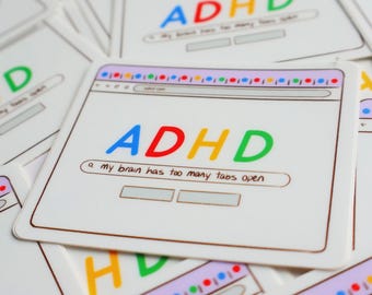 ADHD Sticker for Neurodivergent Cuties | Funny Hand-Drawn Vinyl Decal | Mental Health Awareness