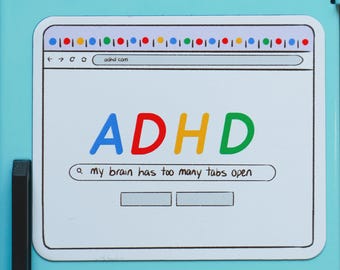 ADHD Magnet for Neurodivergent Cuties | Funny Hand-Drawn Vinyl Decal | Mental Health Awareness