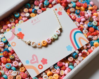 F*ck It Beaded Bracelet: 18k Gold Plated Chain, Sassy Jewelry