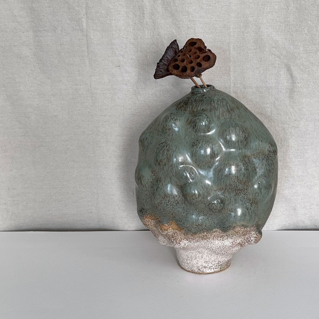 Handmade Pottery Soft Moss Green Vase Modern Home Decor Etsy