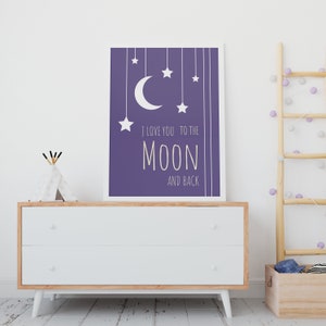 Decoración de la guardería del bebé - Arte de la pared de la habitación del bebé - Impresiones digitales imprimibles - Impresión de luna dulce