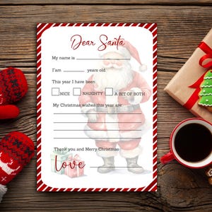 Bewerkbare brief aan de kerstman, kerstwensenlijstsjabloon, lieve kerstmail, afdrukbare gepersonaliseerde kerstbrief
