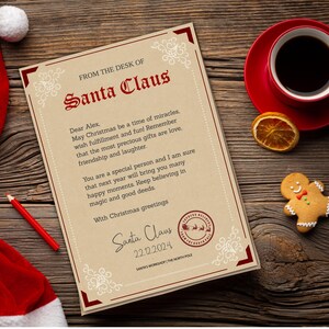 Lettera da Babbo Natale Stampabile Lettera ufficiale modificabile dalla scrivania di Babbo Natale Polo Nord Babbo Natale vigilia di Natale Download immediato