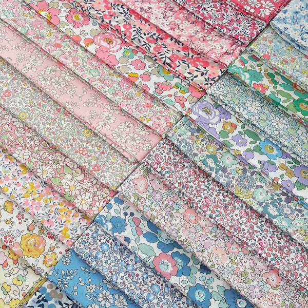 Liberty Fabric Pack ~ Spring Ditsy | Tana Lawn™ quilting cotton charm fat quarter bundle strips - small floral pale pink blue yellow green