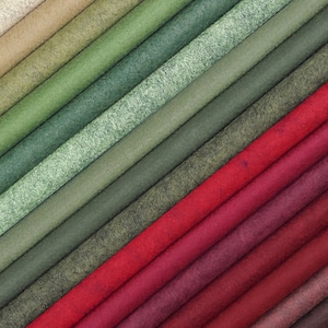 Billow Fabrics Wool Felt Pack ~ Hedgerow | heathered felt bundle squares sheets dark green red brown berry holly leaf leaves Christmas