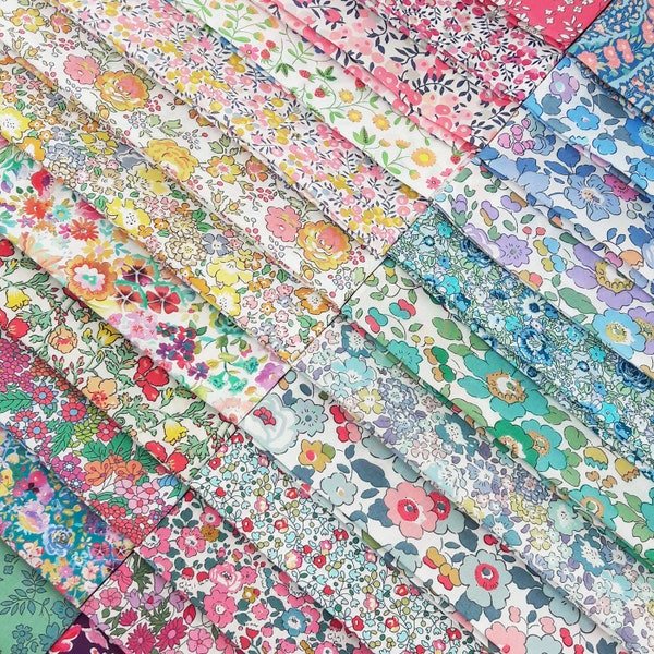 Liberty Stoffpaket ~ Blumenfest | Tana Lawn ™ Quilten Baumwolle Charme Fat Quarter Bündel | kleines mini Blümchen leuchtend rosa blau gelb