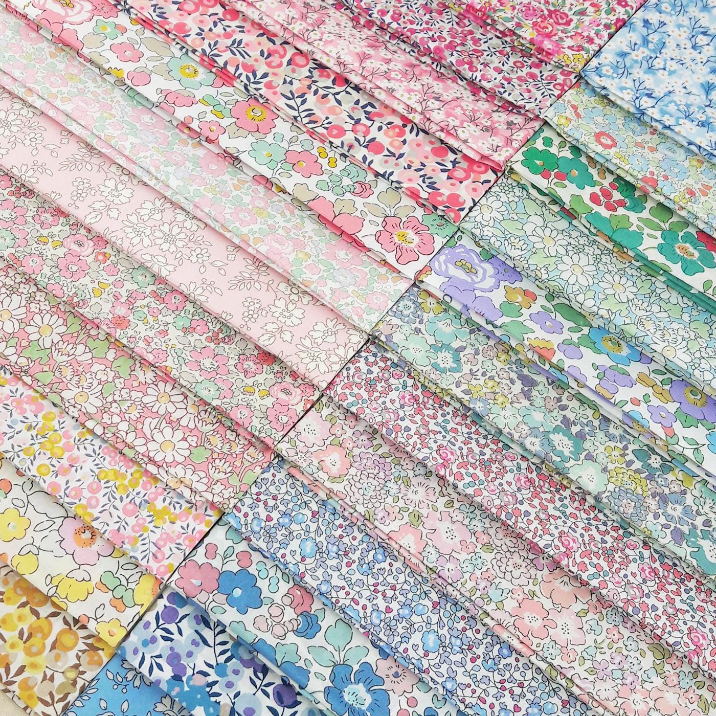 Liberty Fabric Pack ~ Spring Ditsy | Tana Lawn™ quilting cotton charm fat quarter bundle strips - small floral pale pink blue yellow green