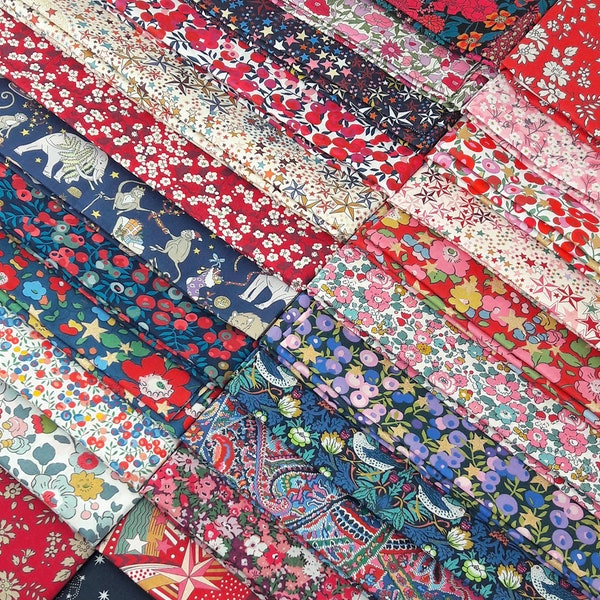 Liberty Stoffpaket ~ Sternenstaub | Tana Lawn ™ Baumwolle Quilten Patchwork Charme Bündel Betsy Star Beere Rot Marineblau Sammlung