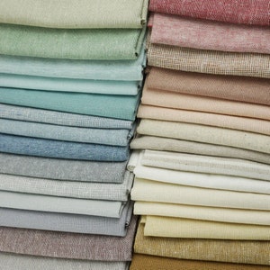 Billow Fabrics Essex Linen Pack 48 shades Linen Cotton Blend Quilting Dressmaking Bundle swatch sample pink cream white blue grey brown image 1