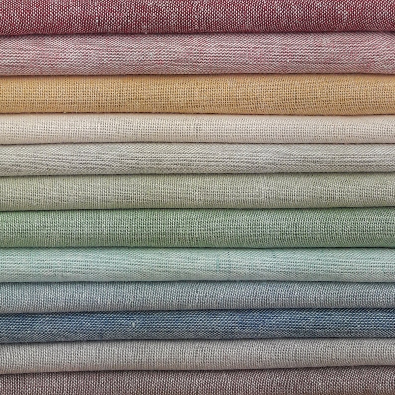 Billow Fabrics Essex Linen Pack 48 shades Linen Cotton Blend Quilting Dressmaking Bundle swatch sample pink cream white blue grey brown image 4