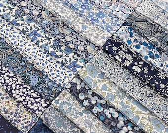 Liberty Fabric Pack ~ Midnight Blues | | Tana Lawn™ quilting cotton charm bundle square - patchwork small ditsy floral white pale light dark