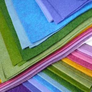 Billow Fabrics Wool Felt Pack ~ Meadow | Heathered Dark Pink Green Blue ...