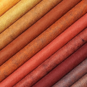 Pacote WoolFelt® da Billow Fabrics ~ Outono | folhas de feltro de mistura de lã laranja mostarda dourado gengibre mesclado marrom decorações de natal cartão