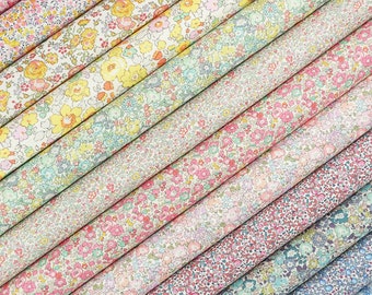 Lot de tissus Liberty ~ Petites fleurs | Lot de bandes épaisses en coton à courtepointe Tana Lawn™ - rose pastel bleu jaune arc-en-ciel printanier