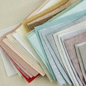 Billow Fabrics Essex Linen Pack 48 shades Linen Cotton Blend Quilting Dressmaking Bundle swatch sample pink cream white blue grey brown image 2