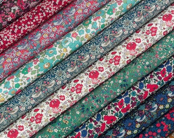 Liberty Fabric Pack ~ Jewel Thief | Tana Lawn™ quilting cotton charm fat quarter bundle strips - Strawberry Wiltshire Betsy Christmas red