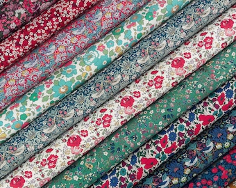 Liberty Fabric Pack ~ Jewel Thief | Tana Lawn™ quilting cotton charm fat quarter bundle strips - Strawberry Wiltshire Betsy Christmas red