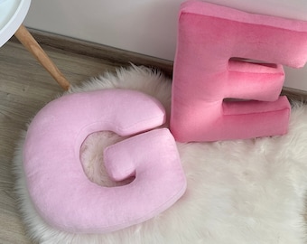 Pink letter pillow, Housewarming gift, Personalized pillow monogram custom letter, alphabet Pillow, baby shower gift